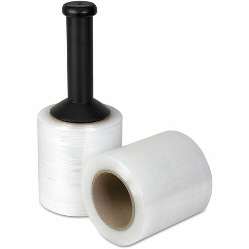 Universal  Unstretched Handwrap Film with Reusable Handle-Style Dispenser, 5" x 1,000 ft, 20 mic (80-Gauge), Clear, 12/Carton