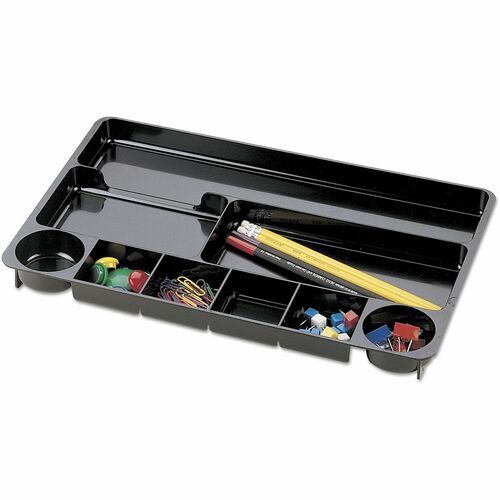 Universal  Recycled Drawer Organizer, Nine Compartments, 14 x 9.13 x 1.13, Plastic, Black