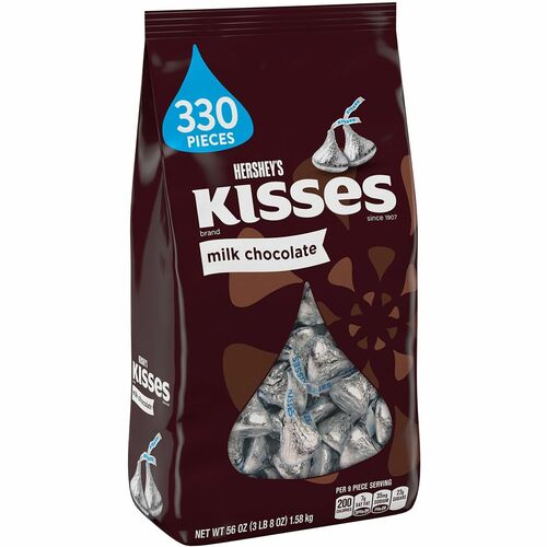 Hershey Co  Candy,Kisses,Milk Chocolate,Silver Foil,330/CT