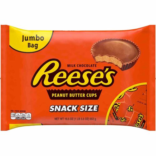 Hershey Co  Candy,Peanut Butter Cups,Snack-Size,19.5 oz Bag