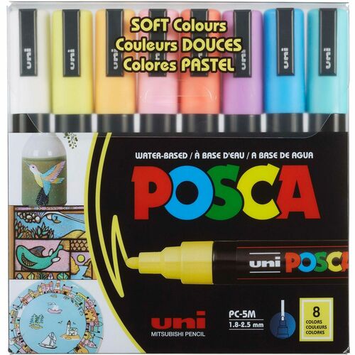 uni-ball Corporation  Paint Marker,POSCA,Water-based,Medium,8/PK, AST Soft Colors