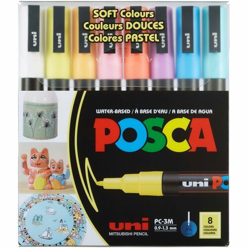 uni-ball Corporation  Paint Marker,POSCA,Water-based,Fine,8/PK, AST Soft Colors