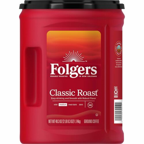 Folgers  Coffee, Classic, Medium Roast, 40.3oz Canister, Brown-FOL30419