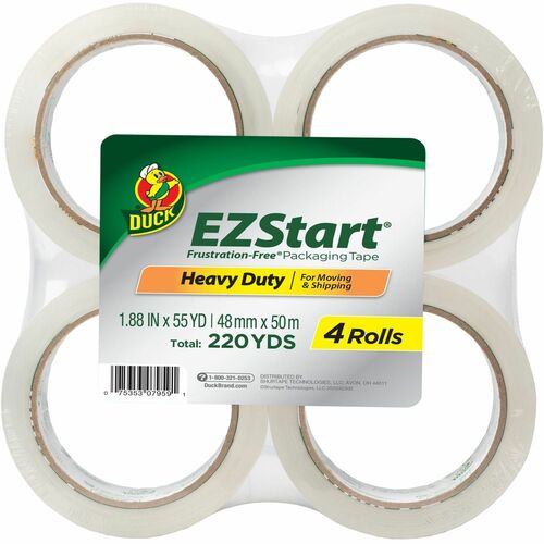Duck Brand  Packing Tape,EZ Start,55 yds,4/PK,CL-DUC285712