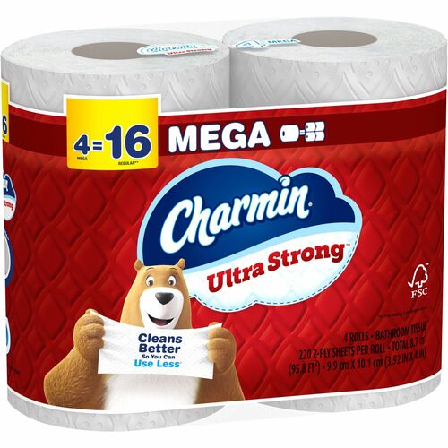 Procter & Gamble Commercial  Bathroom Tissue, Mega, 2-Ply, 200 SHT/RL, 4RL/PK, White