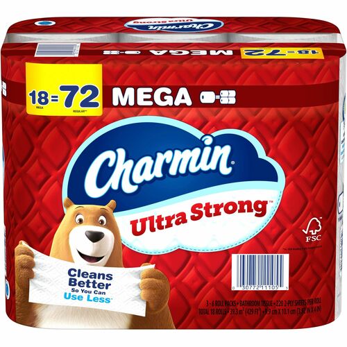 Procter & Gamble Commercial  Bathroom Tissue, Mega, 2-Ply, 200 SHT/RL, 18RL/PK, White