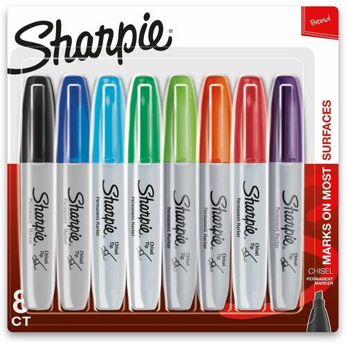 Newell Brands  Sharpie Marker, Chisel Tip, 8/PK, AST