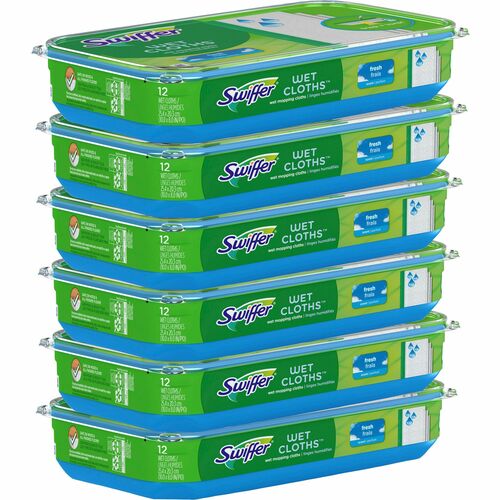 Procter & Gamble Commercial  Swiffer Wet Cloths,Sweeper Refills,Disposable,12/PK,6PK/CT