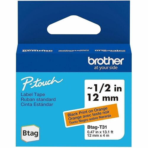 Brother  Label Tape,Btag,0.47"x13.1',BlackonOrange