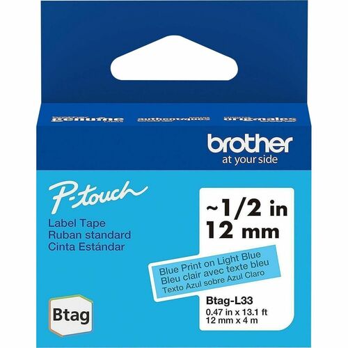 Brother  Label Tape,Btag,0.47"x13.1',BlueonLight Blue