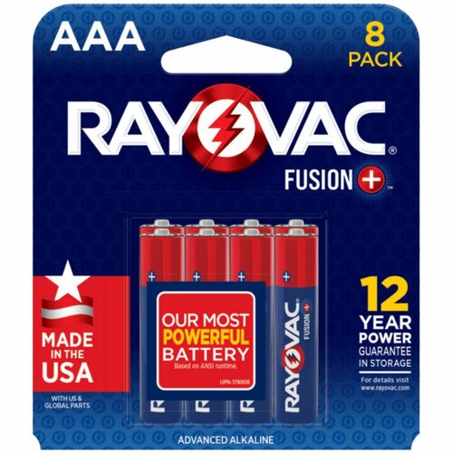 Rayovac Corporation  Batteries,AAA,Alkaline,Fusion,8/PK,4/CT,Blue/Red