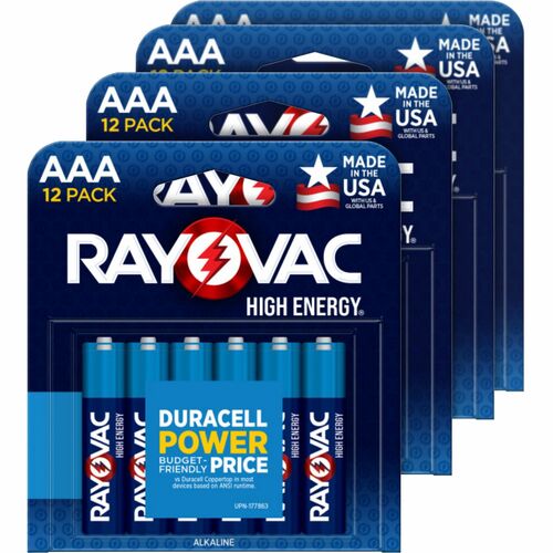 Rayovac Corporation  Batteries,AAA,Alkaline,High Energy,12/PK,4/CT,Blue