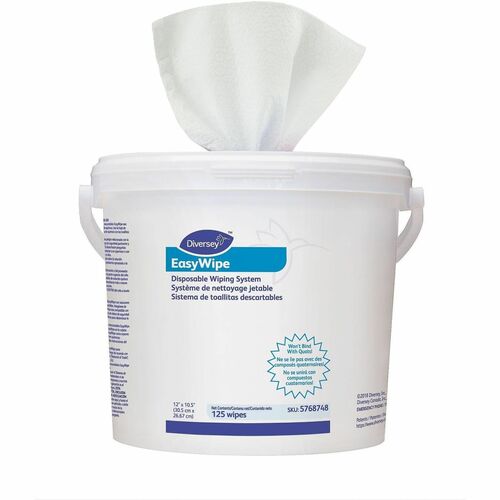 Diversey Care  WipeSystem,w/Bucket,Disposab,12"x10.5",125Wipes/Tub,6/CT,WE-DVO5768748