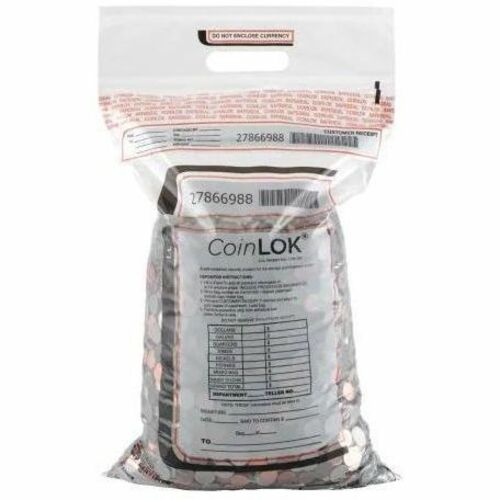ControlTek  Bag,Coin,Tamper-Evident,Single,HD,12.5"x25",50/PK.Clear