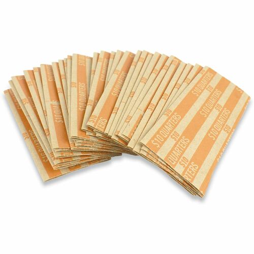 ControlTek  CoinWrappers,f/Quarters,40CoinCap,KraftPaper,1000/BX,Orange