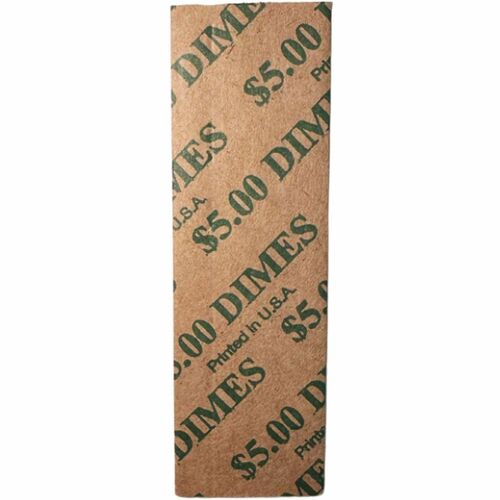 ControlTek  CoinWrappers,f/Dimes,HighCap,KraftPaper,1000/BX,Green