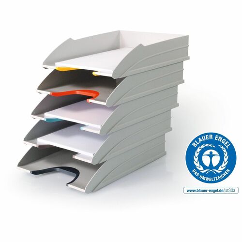 Durable Office Products  Letter Trays, 10"Wx12-4/5"Dx2-1/2"H, 5/ST, White