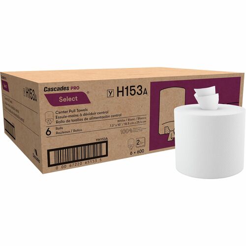Cascades  Paper Towels,Centerpull,Recycled,2-Ply,600 SH/RL,6RL/CT,WE