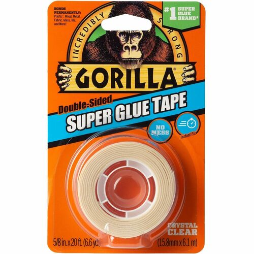 The Gorilla Glue Company  Tape,Double-Sided,Super Glue,Indoor&Outdoor,5/8"x20',Clear-GOR109340