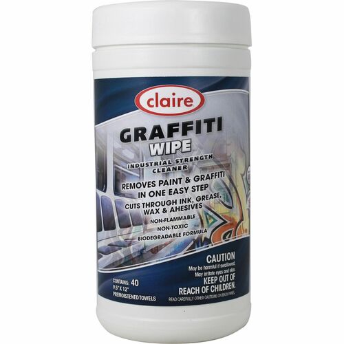 Claire Manufacturing Co  Wipes,f/Graffiti,Nontoxic,40/EA,WE