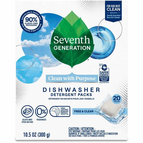 Seventh Generation  Dishwasher Packs, Natural, Free&Clear, 20/PK