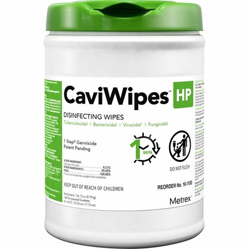 Metrex  Disinfectant Wipes,HP,6"x6-3/4",160/PK,WE