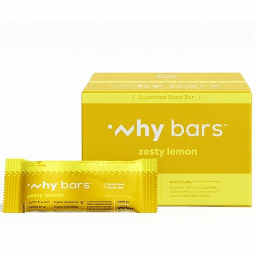 Why Bars  Protein Bar,Gluten-Free,Vegan,Zesty Lemon,2.04oz,12/PK
