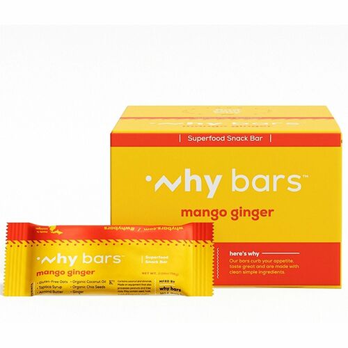 Why Bars  Protein Bar,Gluten-Free,Vegan,Mango Ginger,2.04oz,12/PK