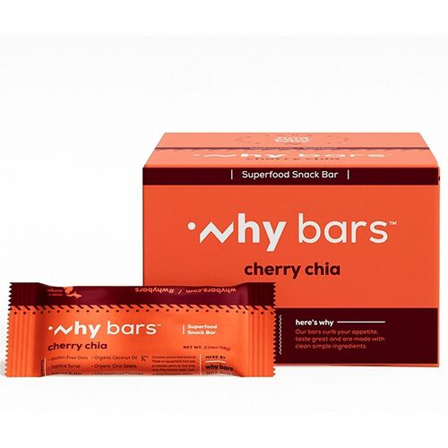 Why Bars  Protein Bar,Gluten-Free,Vegan,Cherry Chia,2.04oz,12/PK