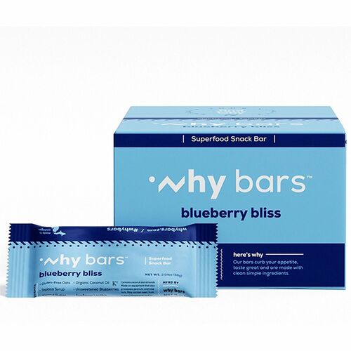 Why Bars  Protein Bar,Gluten-Free,Vegan,Blueberry Bliss,2.04oz,12/PK