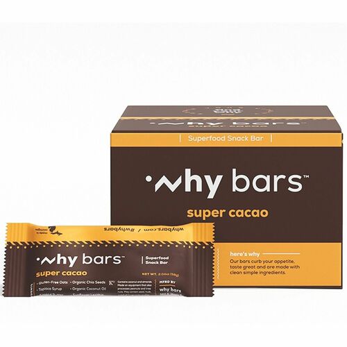 Why Bars  Protein Bar,Gluten-Free,Vegan,Super Cacao,2.04oz,12/PK