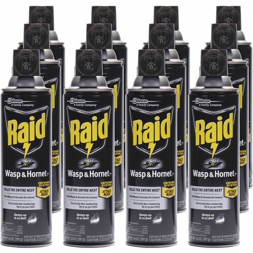 S.C. JOHNSON & SON, INC  Wasp/Hornet Killer, 14oz., Aerosol Can, 12/CT, Black