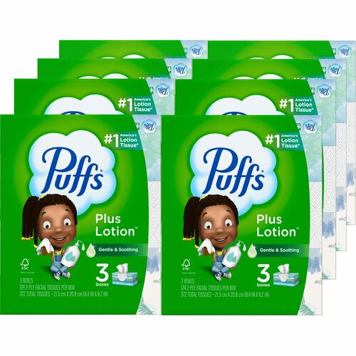 Procter & Gamble Commercial  Facial Tissues, Puffs w/Lotion, 124/BX, 3BX/PK, 8PK/CT, WE