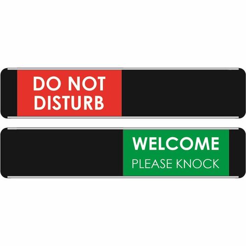 SECO  Sign,Door,w/Slider,Do Not Disturb/Please Knock,10"x2",MI