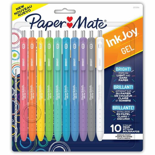 Paper Mate  Pen,Gel,InkJoy,Stick,0.7mm,10/PK,AST Brights