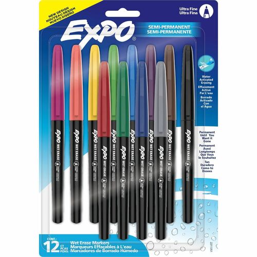 Newell Brands  Markers,Wet-Erase,Ultra-Fine Tip,12/PK,Assorted