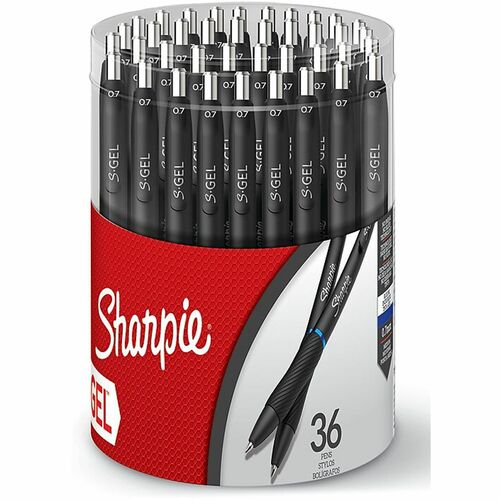 Newell Brands  Sharpie Pen, Gel, 0.7mm, 36/BX, Blue Ink/Black Barrel