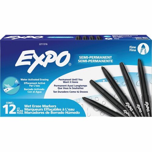 Newell Brands  Markers,Wet-Erase,Fine Tip,Black