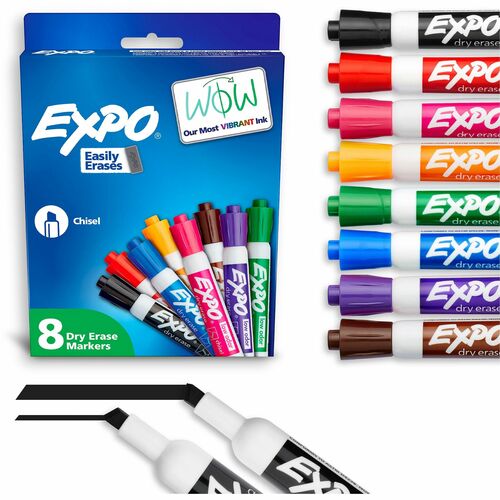 Newell Brands  Dry-Erase Markers, Chisel Point, Low-odor, 8/ST, Assorted