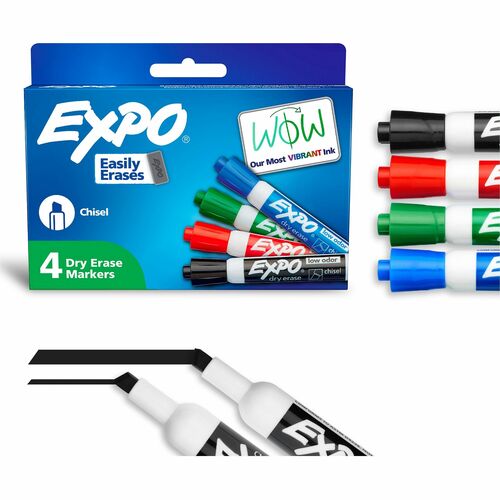 Newell Brands  Dry-erase Markers,Chisel Point,Nontoxic,4/ST,Assorted