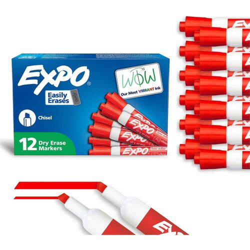 Newell Brands  Dry-erase Markers,Chisel Point,Nontoxic,1 DZ, Red