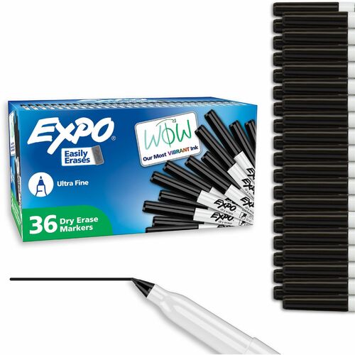 Newell Brands  Dry-Erase Markers, Low Odor, Ultra Fine, 36/PK, Black
