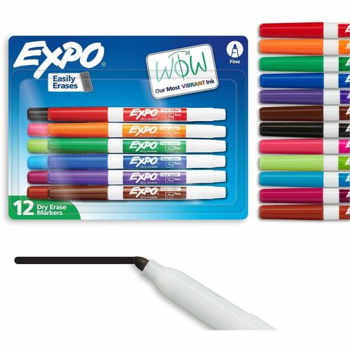 Newell Brands  Dry-Erase Markers,Fine Point, Nontoxic, 12/Set, Assorted