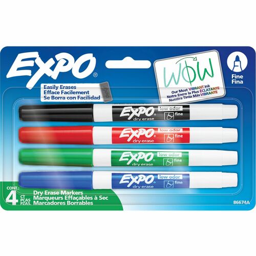 Newell Brands  Dry-erase Markers, Fine Point, Nontoxic, 4/ST, Assorted