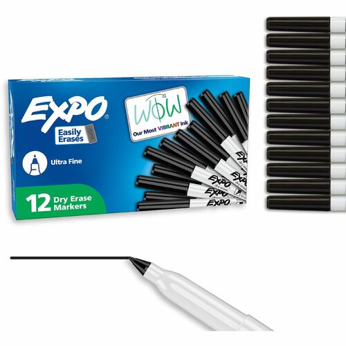 Newell Brands  Dry-Erase Markers, Low Odor, Ultra Fine, Black