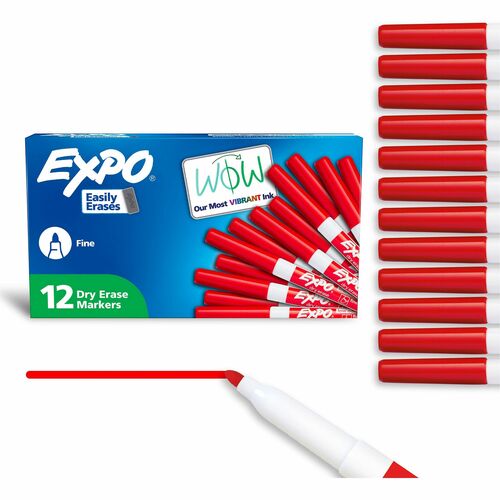 Newell Brands  Dry-erase Markers, Fine Point, Nontoxic, 1 DZ, Red