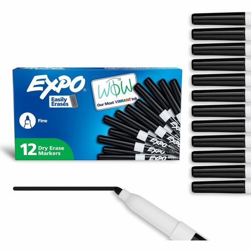 Newell Brands  Dry-erase Markers, Fine Point, Nontoxic, 1 DZ, Black