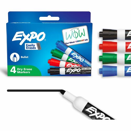 Newell Brands  Dry-erase Marker, Bullet Point, 4/ST, BK/RD/BE/GN