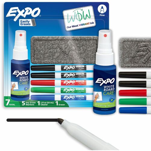 Newell Brands  Dry-Erase Set, w/4 Markers/Eraser/Spray, Fine Tip, Assorted