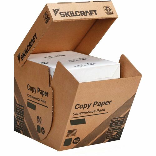 SKILCRAFT  Copy Paper,50%PC,92 Bright,8-1/2"x11",500SH/RM,5RM/BX,WE